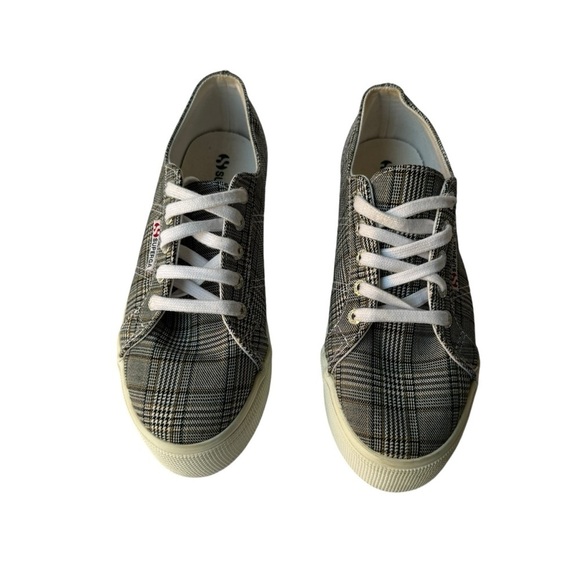 Superga 2790 BRITISHW Black Plaid Platform Sneakers woman’s SZ. 7 - Picture 5 of 13